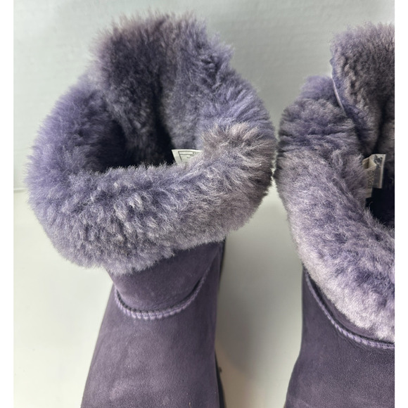 UGG Australia Bailey Bow Purple Suede Shearling Sheepskin Boots Size 10 *Flawed - Picture 7 of 13
